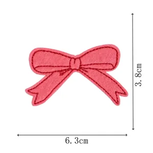 Pink bow embroidered cloth patch DIY apparel accessories clothing repair patch applique