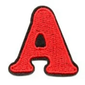 Red embroidered letter A patch, DIY clothing accessory, alphabet decorative patch for clothes.
