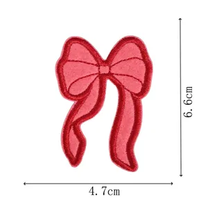 Red bow embroidery patch DIY clothing repair patch cute accessories for bags hats