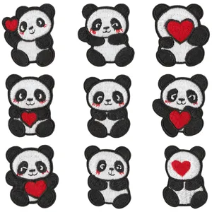 Filo Da Ricamo Carino Cartone Animato Piccolo Panda Toppa In Tessuto Distintivo Ricamato DIY Applicazione Abito Borsa