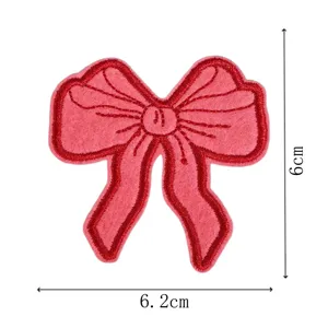 Pink embroidered bow patch, cute DIY clothing accessory and apparel applique for kids 1234