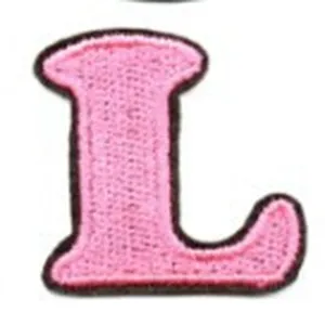 Pink letter L embroidered patch applique clothing accessory DIY badge repair patch detail