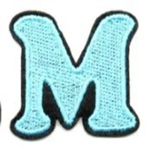 Embroidered letter M patch blue fabric DIY clothing accessories repair badge applique