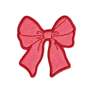 Parche bordado de lazo rosa accesorio DIY ropa aplique decorativo lindo parche bonito