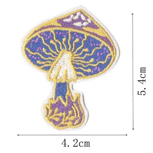 Mushroom embroidered patch apparel accessory clothing badge decorative textile appliques