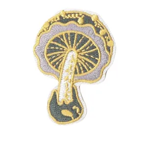 Embroidered mushroom patch, plant series cloth badge for garment and bag decoration.