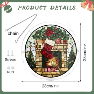 Kerstfeest acryl puzzel hangende decoratie met ketting schroeven en moeren 28cm
