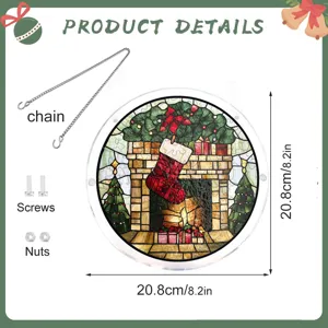 Kerstmis sok acryl hangende plaquette glas in lood raam decoratieve set mooi