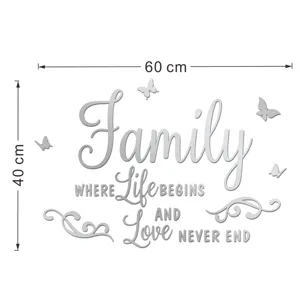 Acryl spiegel familie muursticker met 3D vlinder ontwerp, waterdicht en zelfklevend.