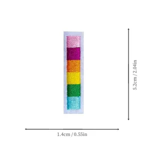 Multicolor embroidered patch letter shape 1.4x5.2cm DIY clothing accessory badge.