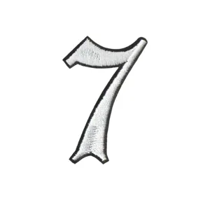 Gothisch nummer 7 geborduurde opstrijkbare patch, zwart-witte stoffen badge voor kleding.