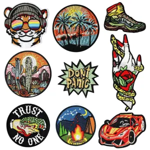 Parches Termoadhesivos Bordados Insignia Applique Dibujos Animados Animal Planta Coche Ropa DIY Reparación Decorativa Accesorios