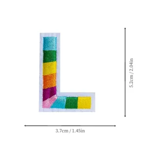 Colorful rainbow alphabet L embroidered patch fabric badge DIY clothing accessory 5.2cm