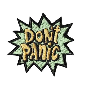 Parche bordado termoadhesivo bocadillo comic Don't Panic insignia ropa accesorio DIY