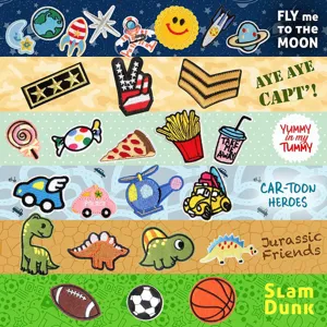 Assorted cute cartoon embroidered patches set for clothing, jackets, hats and DIY decoration.