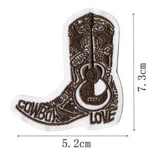 Toppa ricamata stivale da cowboy occidentale con motivo di chitarra per giacche e vestiti.