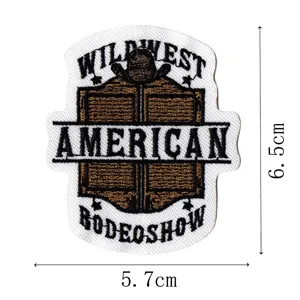 Dettaglio della toppa ricamata western cowboy con dimensioni di 6,5x5,7cm per giacca.