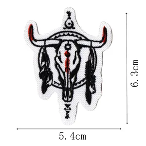 Toppa ricamata teschio di toro cowboy occidentale distintivo decorativo giacca 6.3x5.4cm