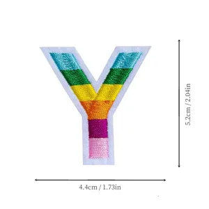 Colorful rainbow letter Y embroidered patch for clothing DIY decoration and school uniform number.