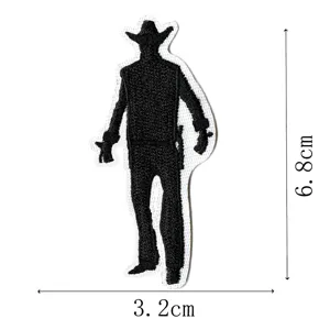 Toppa ricamata cowboy occidentale per giacca distintivo decorativo taglia 6.8x3.2cm applicazione
