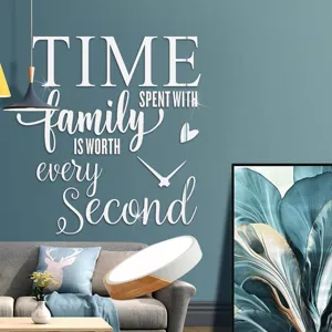 Acrylic mirror wall sticker with family quote, waterproof DIY art decor for living room bedroom.