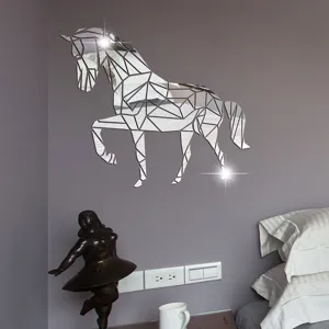 Acrylic mirror geometric horse wall sticker for modern home decor removable decal.