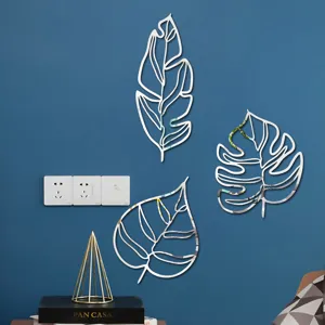 Sticker mural miroir feuille 3D acrylique DIY decalcomanie art salon decoration maison