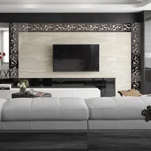 Salón TV fondo pared decorativo acrílico espejo adhesivo pared borde detalles de escena