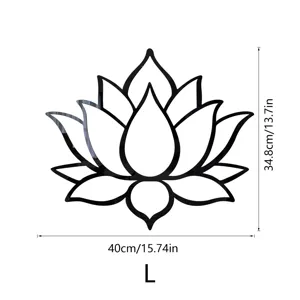 3D Lotus Acrylic Mirror Wall Sticker L Size Waterproof Self-Adhesive Home Decor Art