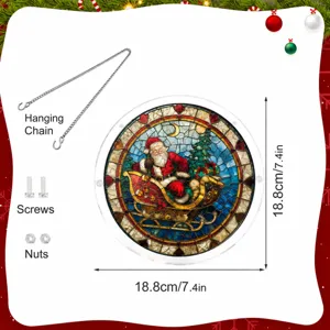 Kerst gebrandschilderd glas acryl hangende plaque Kerstman raam decoratie maat details
