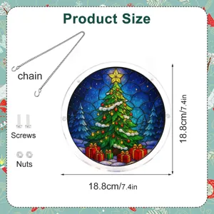 Kerstboom acryl hangend bord maatinformatie compleet met ketting, schroeven en moeren, 18.8cm.