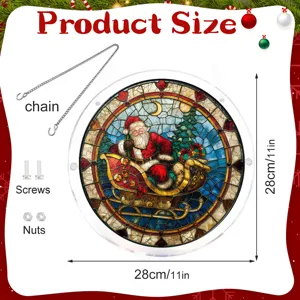 Kerstfeest Kerstman acryl hangend bord met ketting schroeven 28cm raamdecoratie