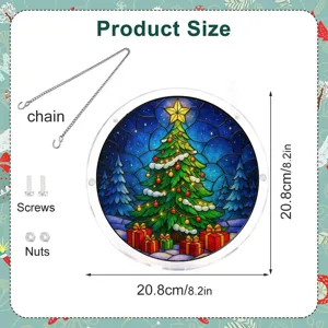 Kerstboom acryl hangend bord met ketting en schroeven voor raam feestelijke decoratie