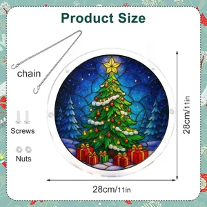 Kerstboom acryl hangend bord detail met 28cm afmeting, ketting, schroeven en moeren accessoires.