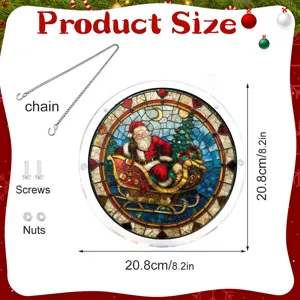 Kerst Kerstman acryl hangend bord met ketting schroeven en moeren raamdecoratie.