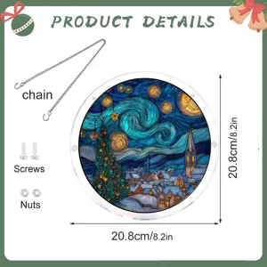 Kerst acryl puzzel hangend bordje met ketting en schroeven, 20.8cm venster decoratie.