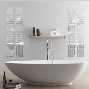 Adesivi murali specchio acrilico 3D bordo greco adesivo decorazione bagno moderno casa