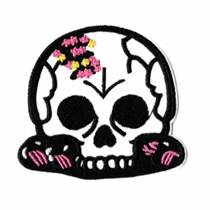 Toppa ricamata teschio Halloween simpatica gotica distintivo termoadesivo decorazione