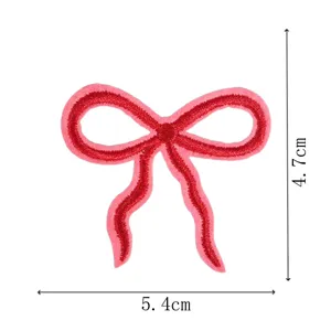 Pink bow embroidered patch DIY clothing repair accessory decorative applique iron on patch