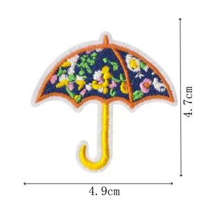 Colorful floral embroidered umbrella patch decorative patch cloth badge appliques for DIY crafts