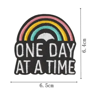Embroidered rainbow patch inspirational quote badge DIY clothing jacket bag decor