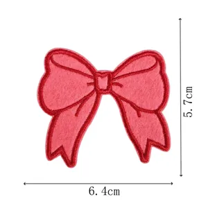 Pink bow embroidery patch iron on clothing repair badge apparel decorative cloth appliqué