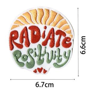 Embroidered patch with radiate positivity quote, bohemian style decorative badge for bags.