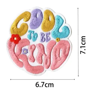 Bohemian quote embroidery patch, colorful groovy letters design for bags and clothing decor.