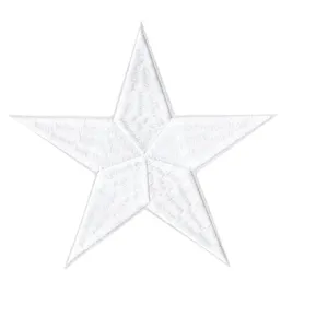 Écusson brodé étoile blanche thermocollant pour vêtements, applique décorative pour chapeaux.