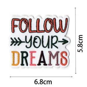 Follow your dreams embroidered patch DIY iron on badge clothing decorative applique 5.8x6.8cm