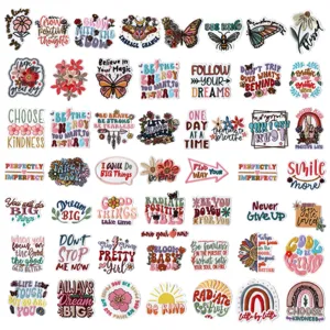 Bohemian English Quotes Floral Embroidered Patches DIY Decorative Applique For Clothing Jackets Hats Bags Repair