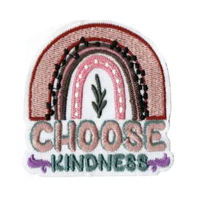 Bohemian rainbow embroidered cloth patch with positive quote for clothing bag decoration