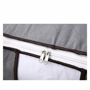 Thickened nonwoven fabric storage bag with double zippers and clear window for bedding clothes.