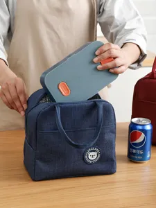 Waterproof Insulated Lunch Bag Cute Bear Pattern Portable Thermal Bento Box Tote Bag Thickened Meal Prep Storage Bag